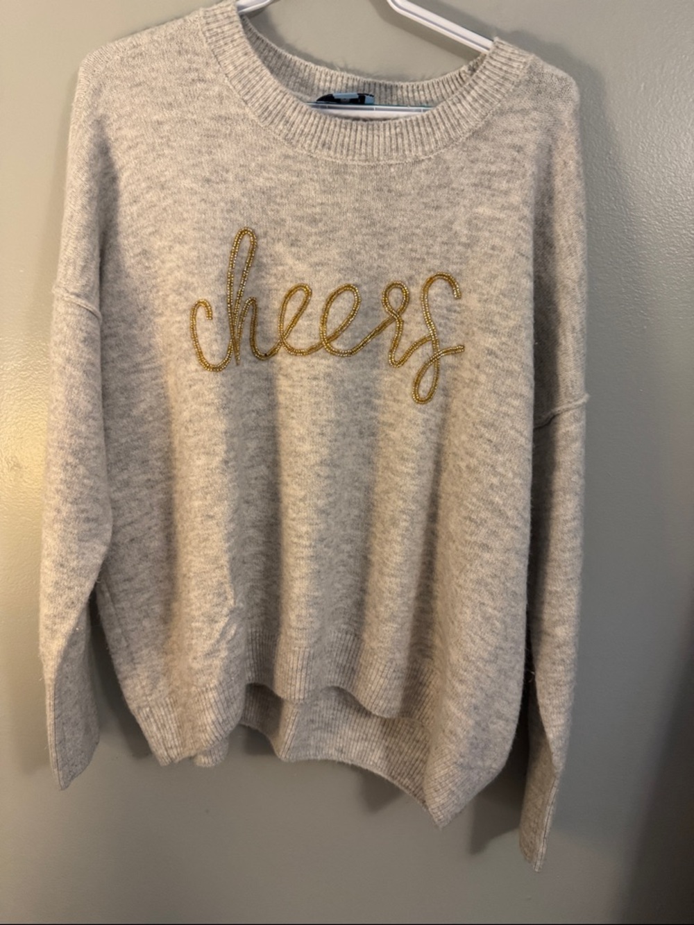 Women's gray'Cheers' Embellished Sweater